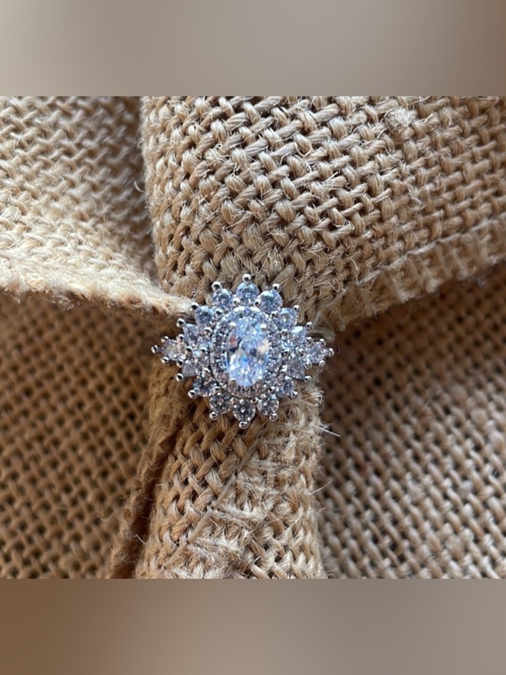 Engagement Sterling Silver Cluster CZ Elegant Ring Wedding Sparkly Size 10
